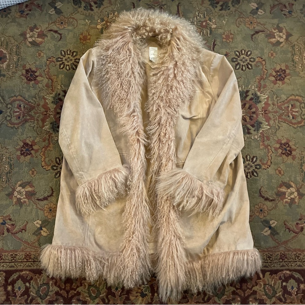 penny lane genuine suede and wool coat